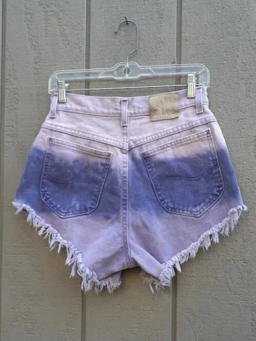 Lee Jean Shorts Purple Tie Dye Denim 27 Daisy Dukes Cheeky Booty High Rise Waist
